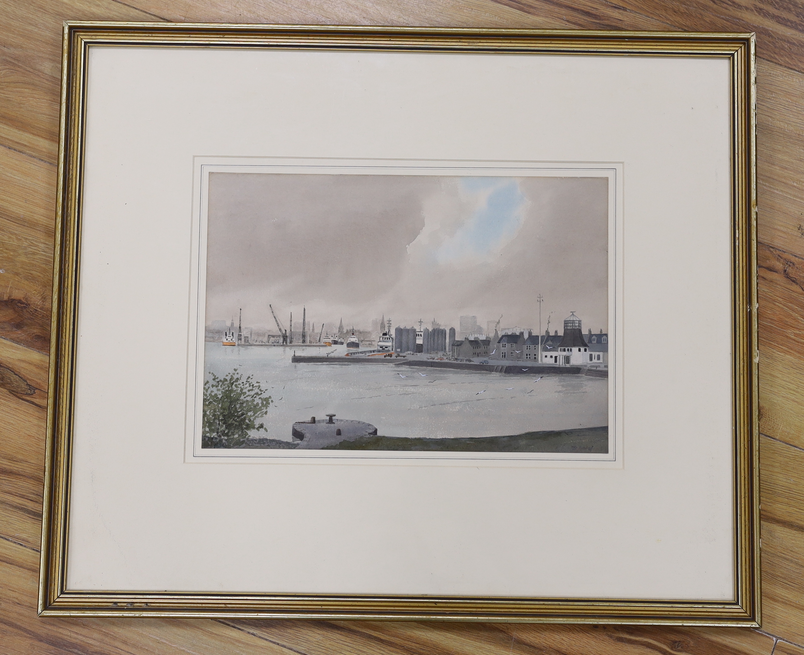David Addey (b.1933), watercolour, 'Aberdeen harbour', signed, 24 x 35cm